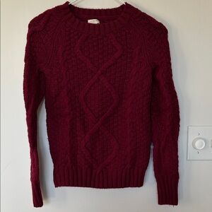 J. Crew Women's Cable Knit Sweater - Deep Red XXS